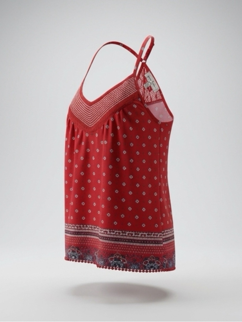 Crave Fame Red Printed Spaghetti-Strap Camisole